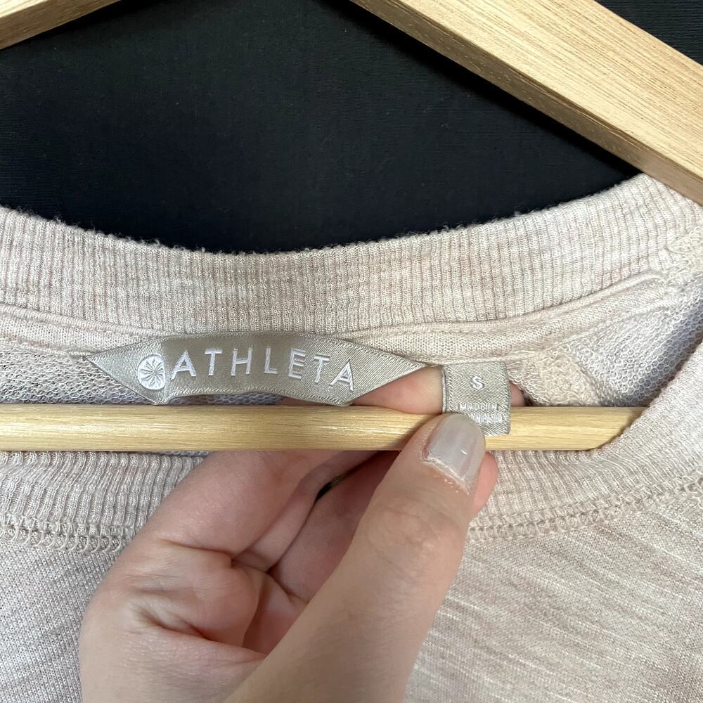 Athleta pink beige crewneck sweater asymetrical top women's size small tall - Picture 3 of 8